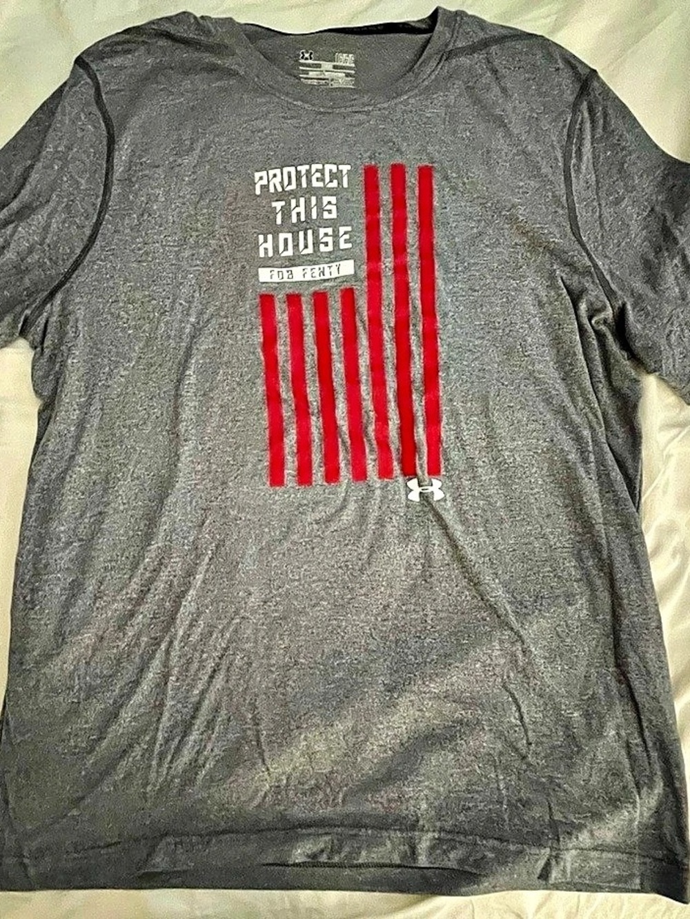 Under Armour Protect This House Graphic Tee Men's Gray & Red Color Block Tee